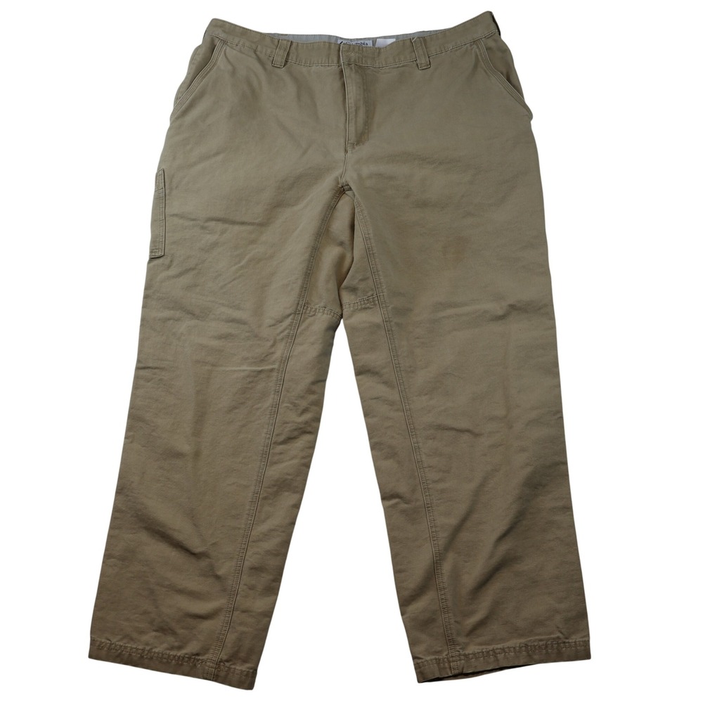 Columbia Mens 40x30 Work Pants Khaki Canvas Utility Tool Pocket AM8431